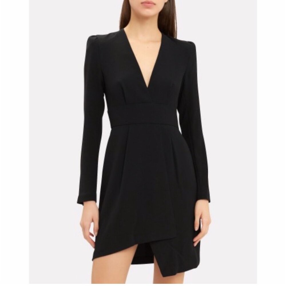 NWT A.L.C. Mara Crepe Long Sleeve Black Mini Dress 12